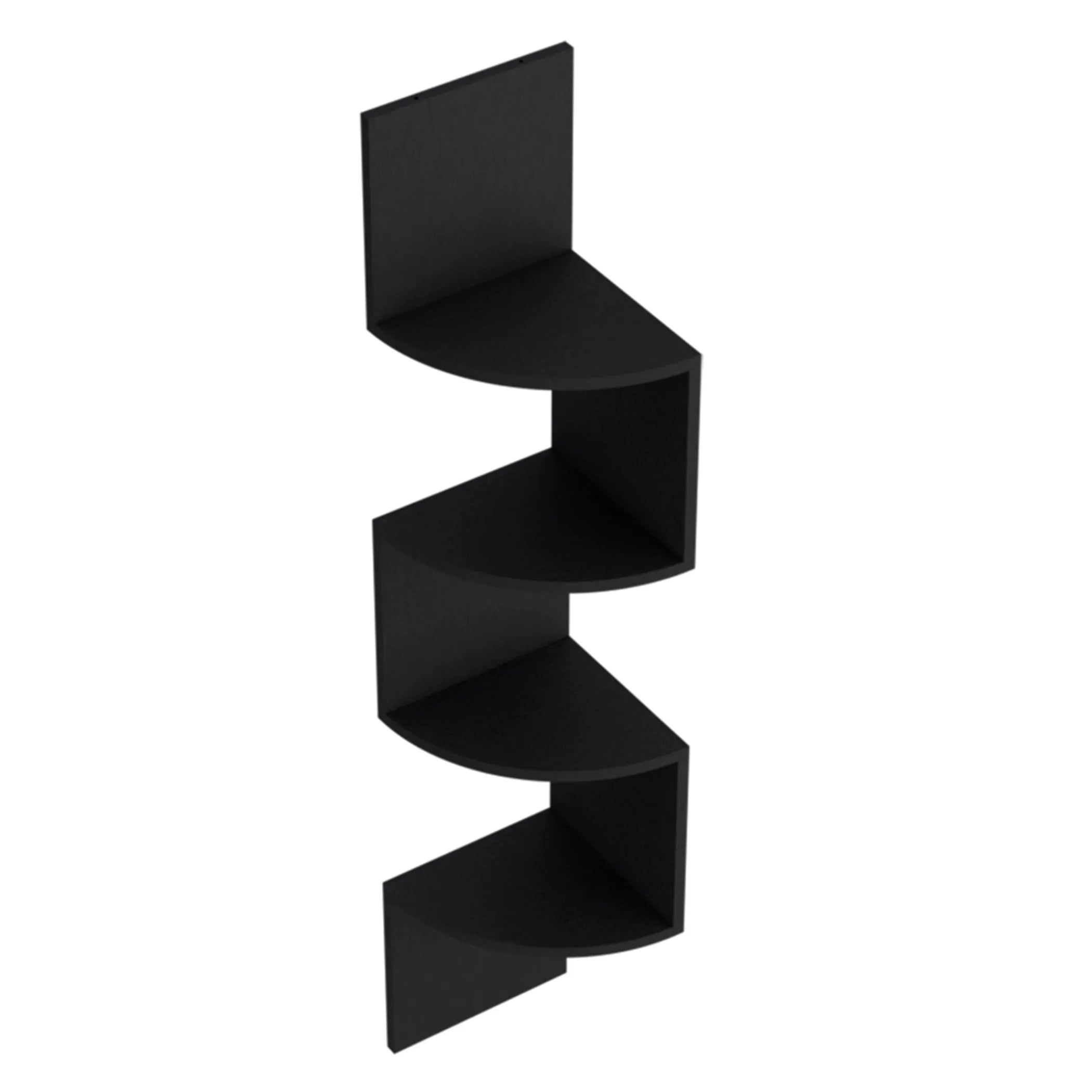 10" Black Wood Wall Mounted Corner Shelf