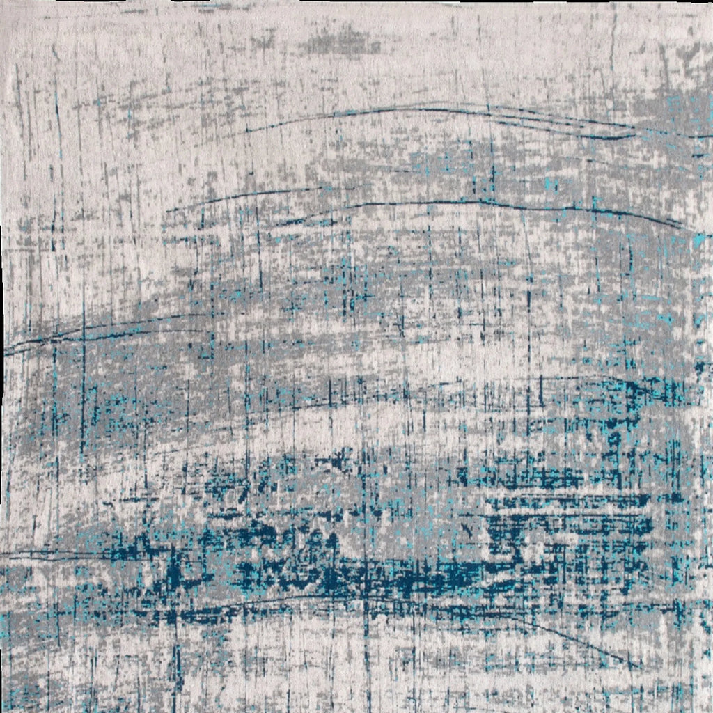8' X 11' Blue and Gray Abstract Non Skid Area Rug