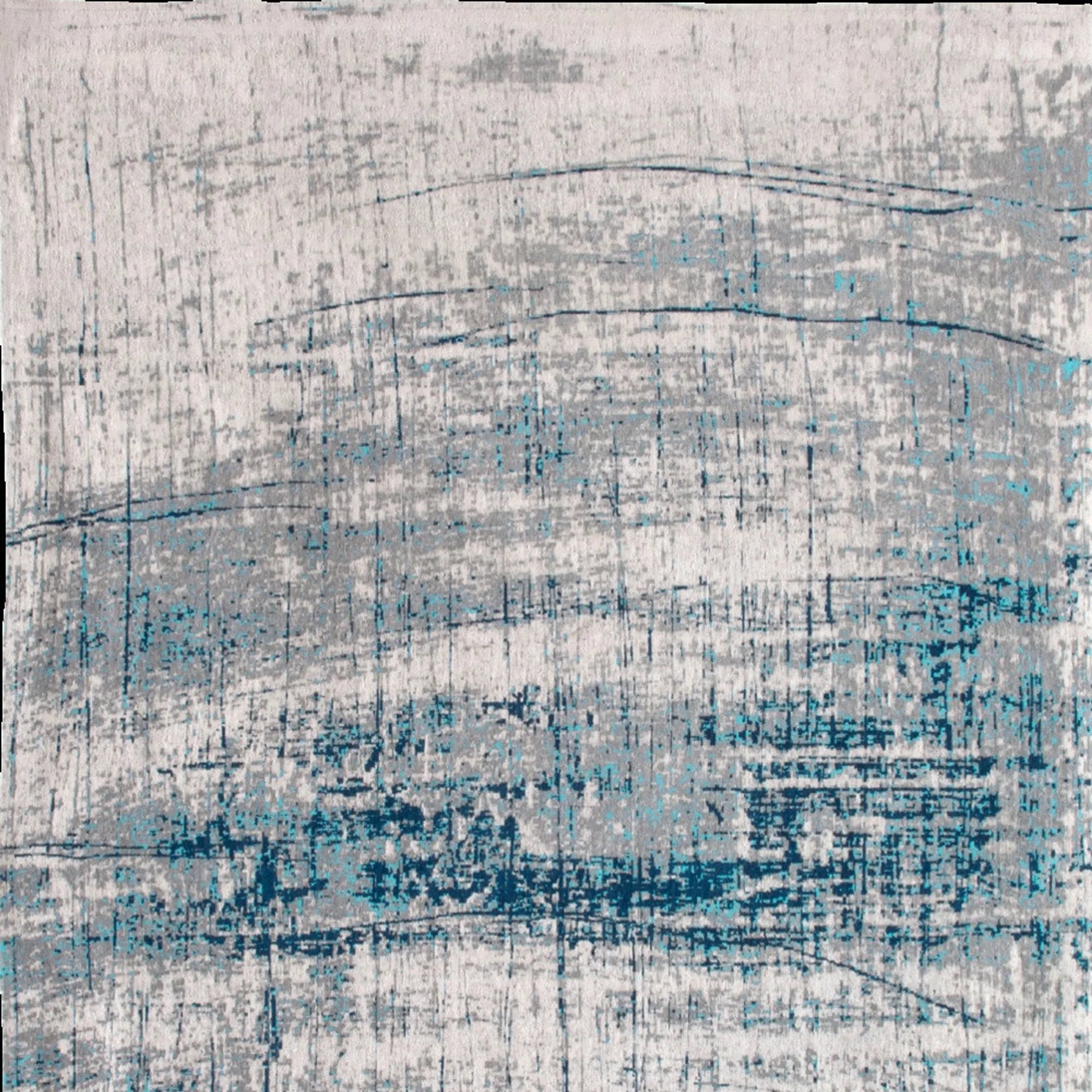 8' X 11' Blue and Gray Abstract Non Skid Area Rug