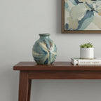 Beige And Brown Abstract Round Ceramic Table Vase