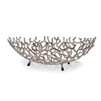 22" Silver Aluminum Faux Coral Oval Centerpiece Bowl