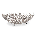 22" Silver Aluminum Faux Coral Oval Centerpiece Bowl