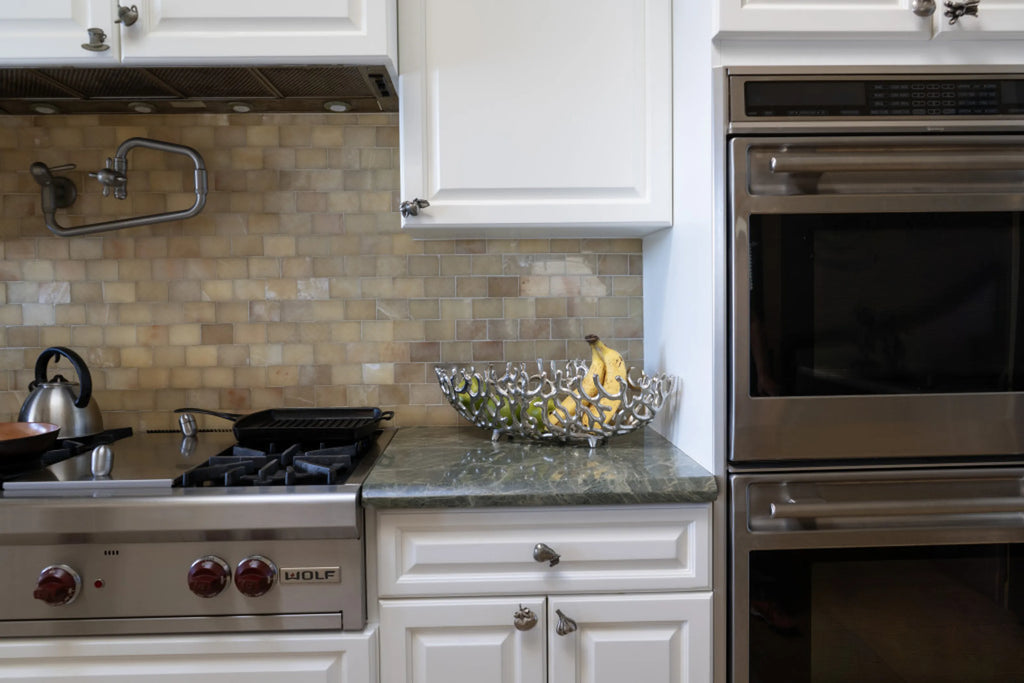 22" Silver Aluminum Faux Coral Oval Centerpiece Bowl