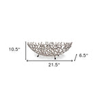 22" Silver Aluminum Faux Coral Oval Centerpiece Bowl