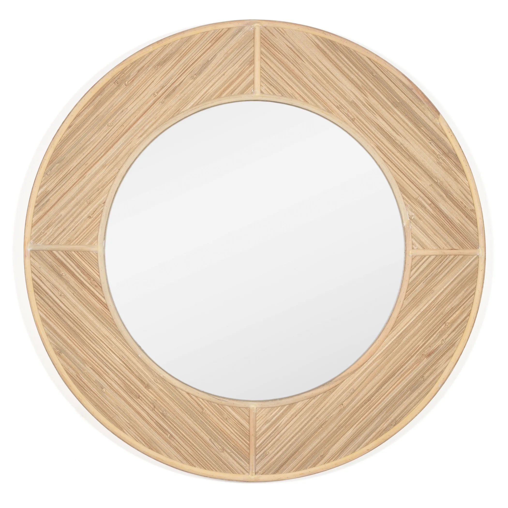 34" Brown Rattan Round Accent Mirror