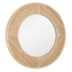34" Brown Rattan Round Accent Mirror