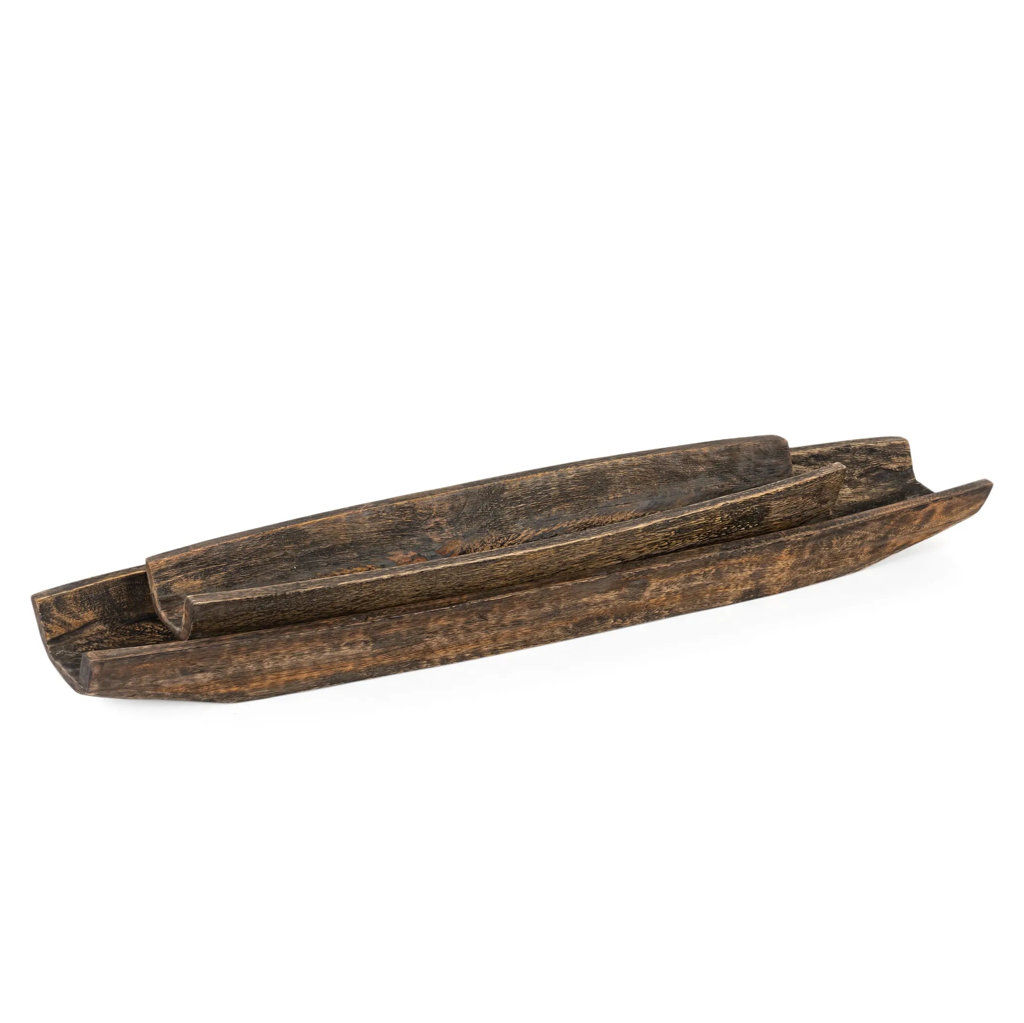 Dark Wood Boat Vanity Trays
