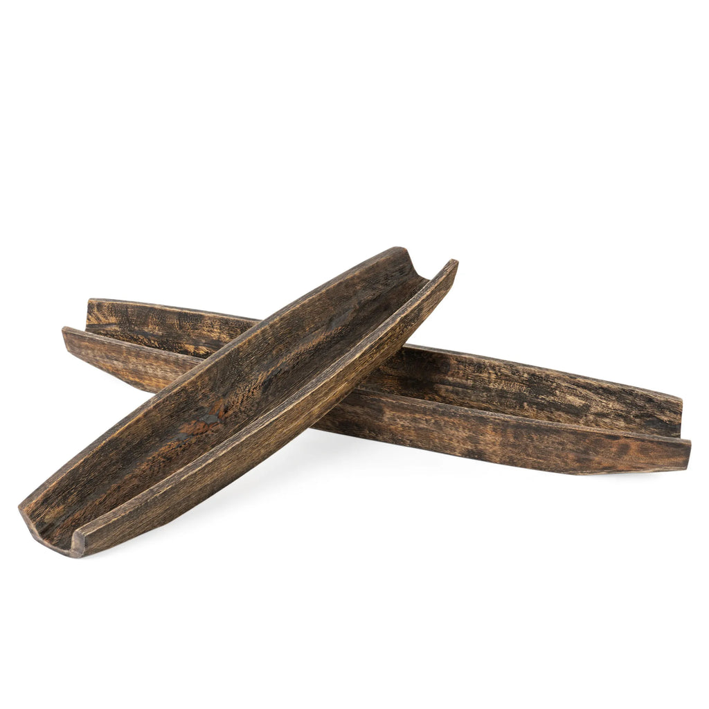 Dark Wood Boat Vanity Trays