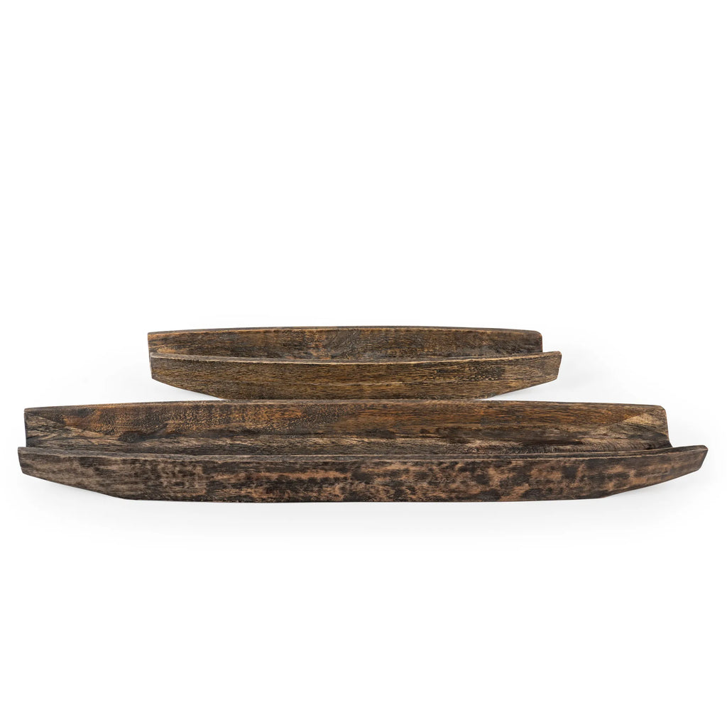 Dark Wood Boat Vanity Trays