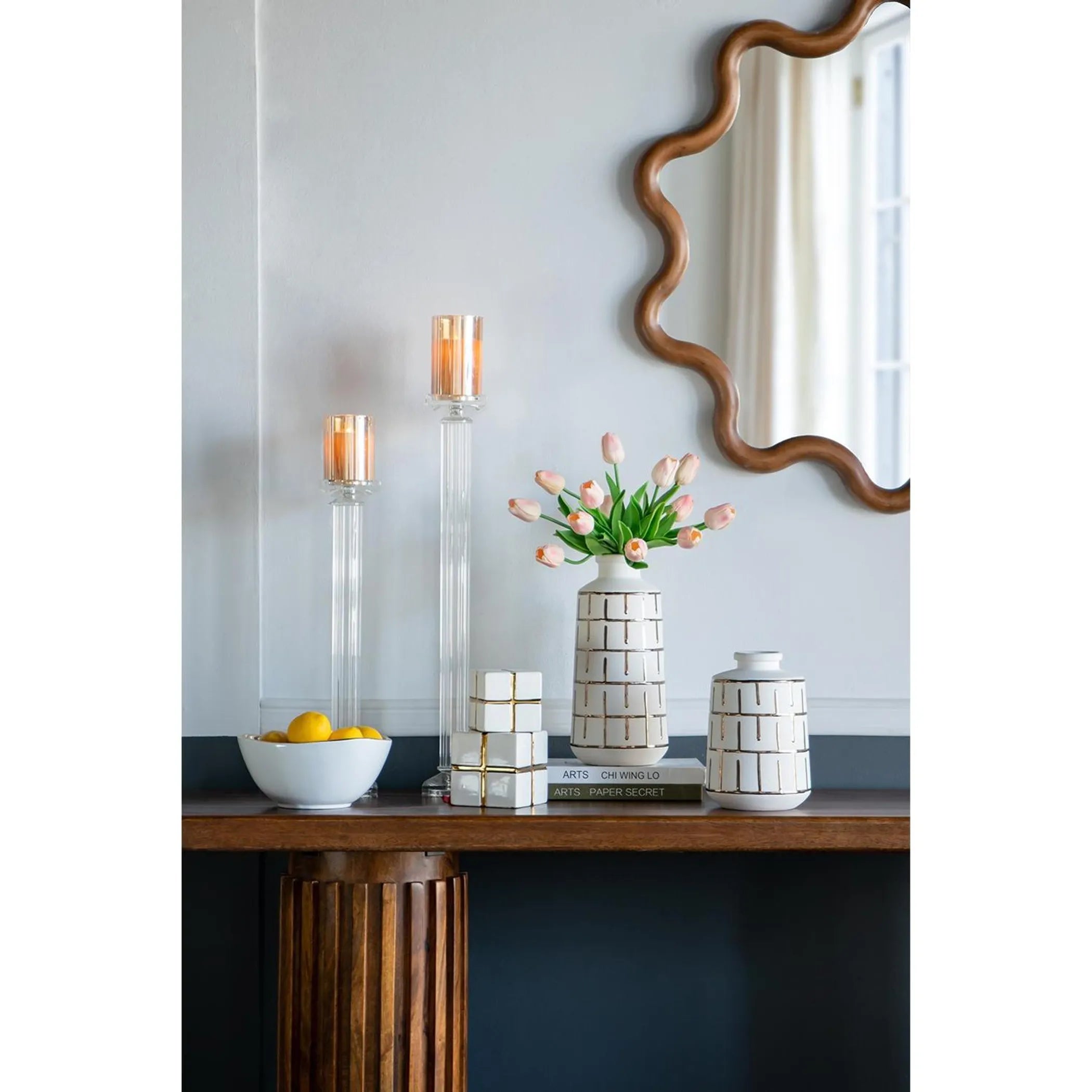 Geometric Cylindrical Ceramic Table Vase