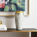 Ivory And Gold Modern Abstract Ceramic Table Vase