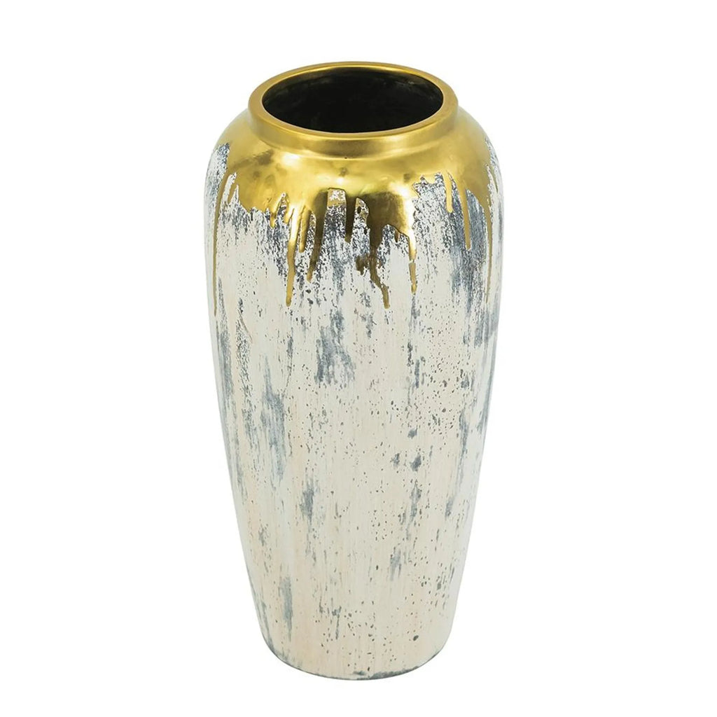 Ivory And Gold Modern Abstract Ceramic Table Vase