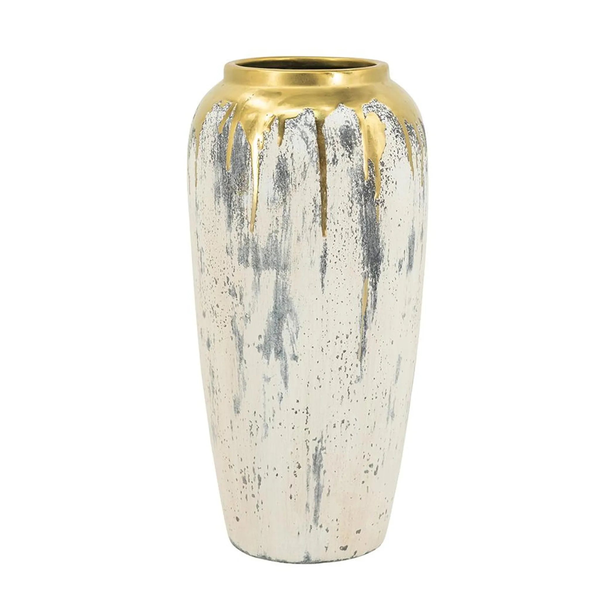 Ivory And Gold Modern Abstract Ceramic Table Vase