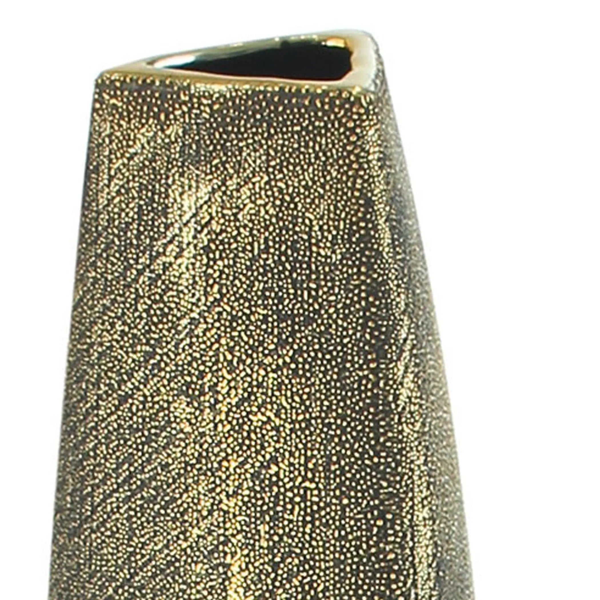 40" Gold Tapered Ceramic Floor Vase