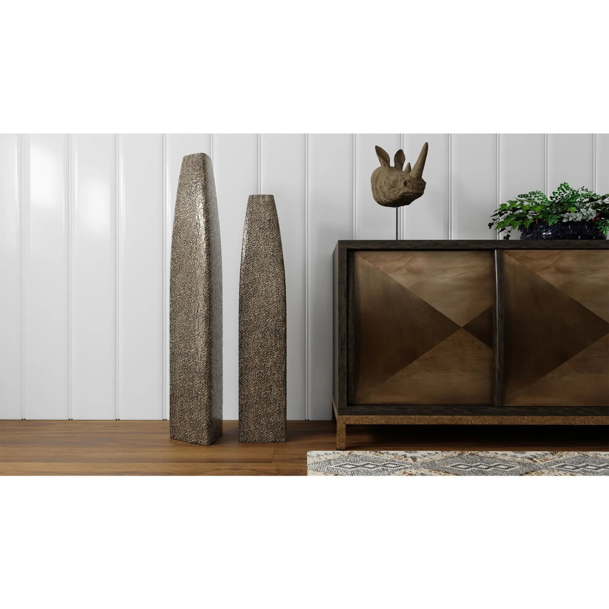 40" Gold Tapered Ceramic Floor Vase