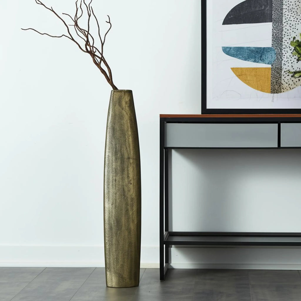 47" Gold Tapered Ceramic Floor Vase