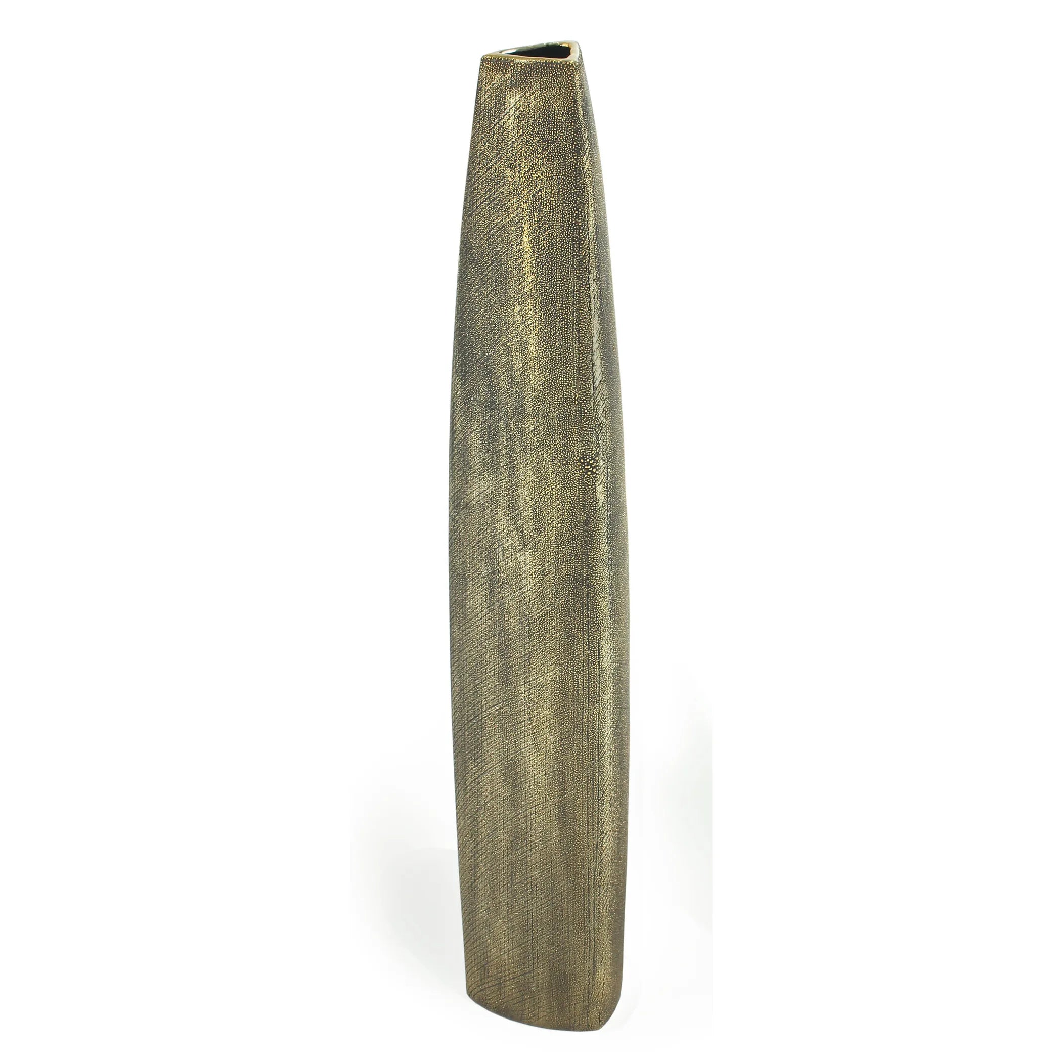 47" Gold Tapered Ceramic Floor Vase