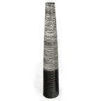 47" Black And Gray Ombre Tapered Ceramic Floor Vase