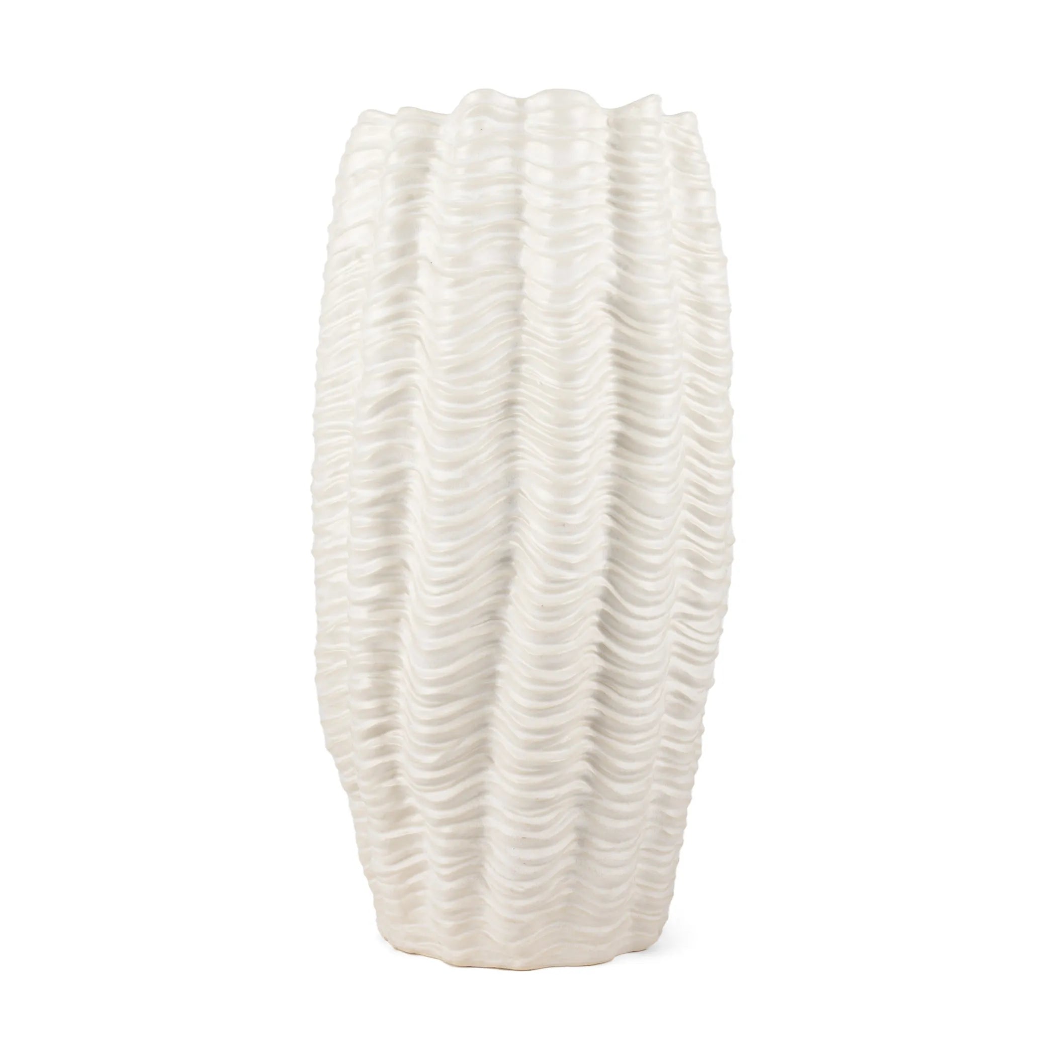 Cylinder Ceramic Sculptural Waves Table Vase