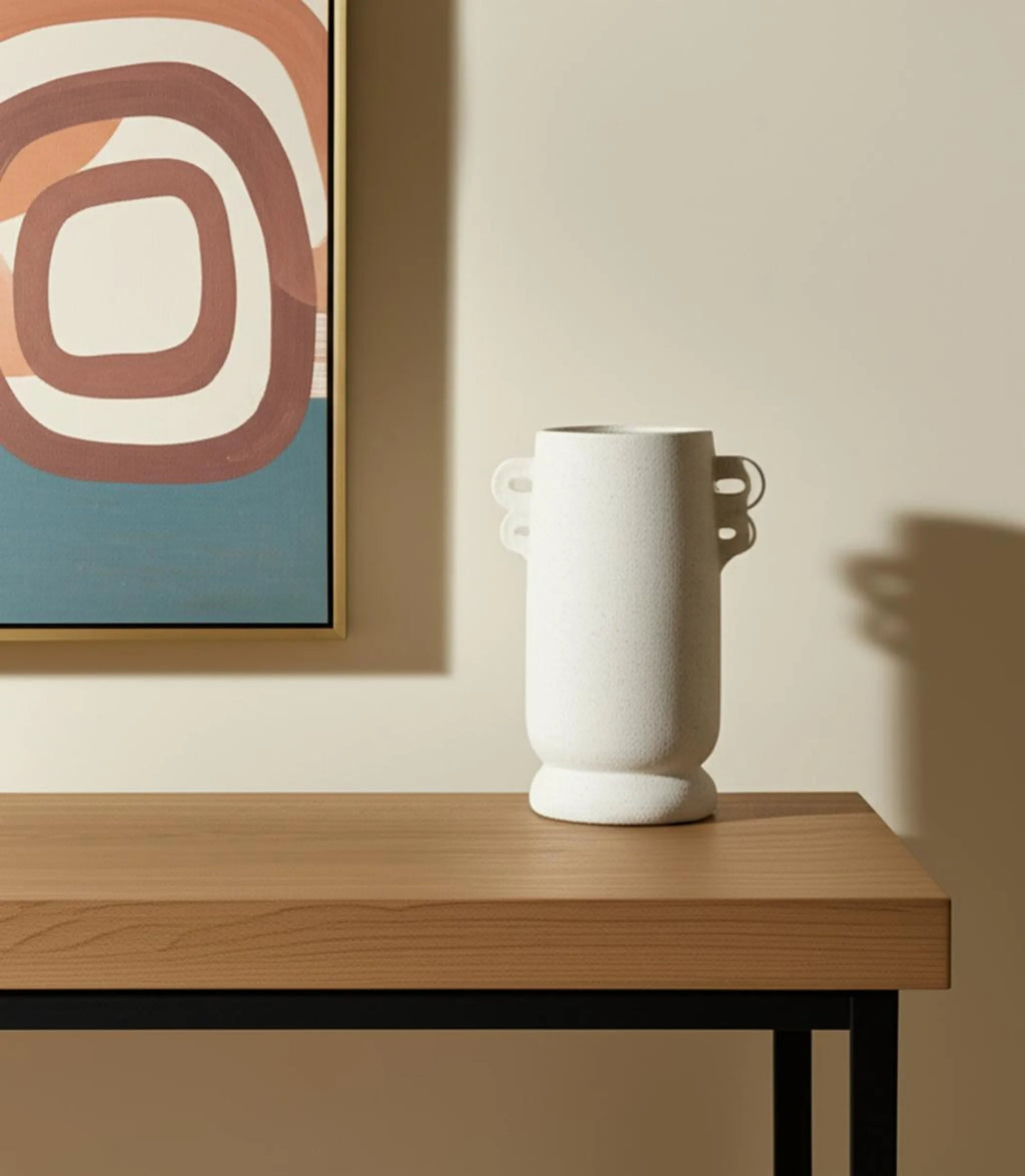 Ceramic Cylinder Table Vase With Handles