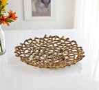 15" Gold Aluminum Coral Decorative Low Bowl