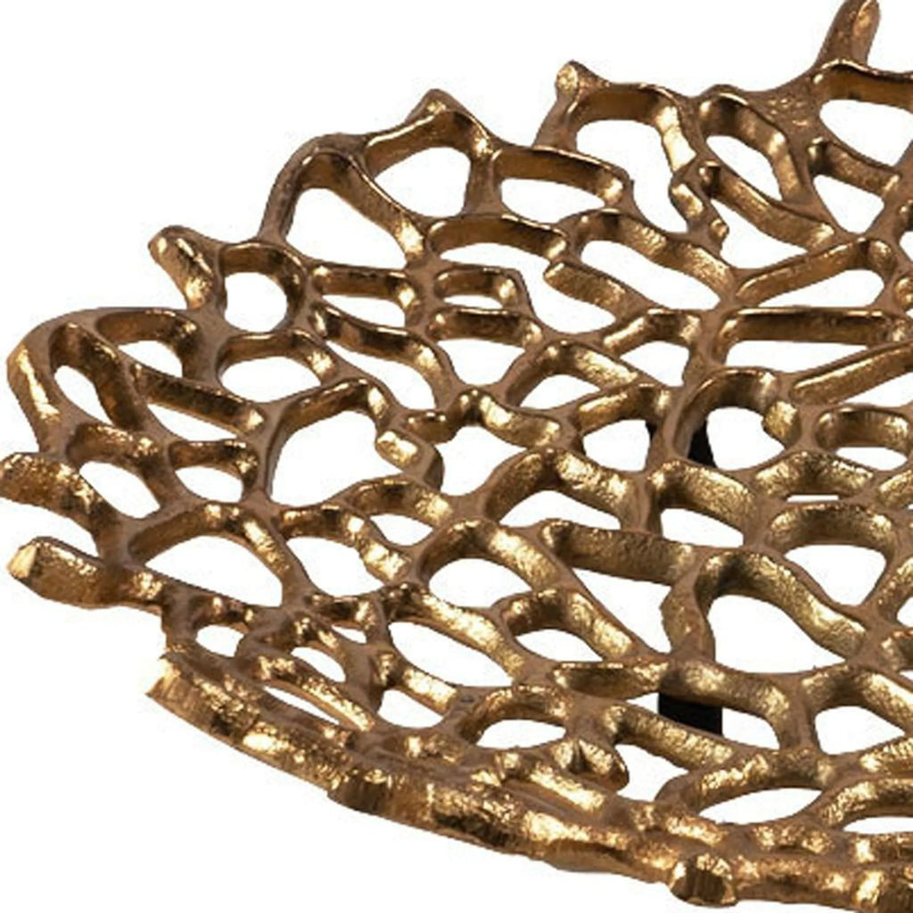 15" Gold Aluminum Coral Decorative Low Bowl
