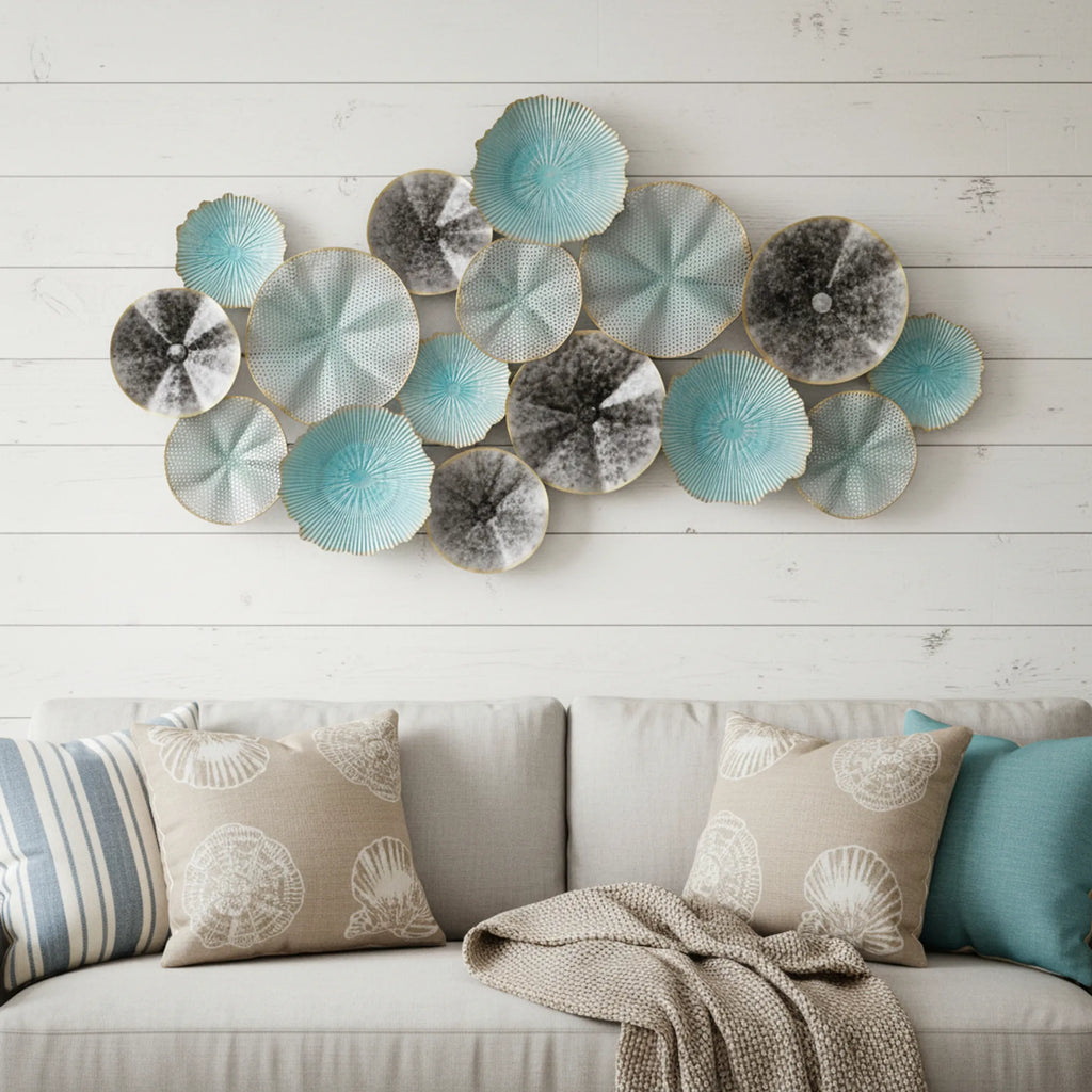 Charcoal Abstract Metal Round Discs Hanging Dimensional Sculpture