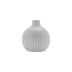 Set of Four Natural And Off White Ceramic Bud Vases With Sculptural Details