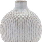 Set of Four Natural And Off White Ceramic Bud Vases With Sculptural Details