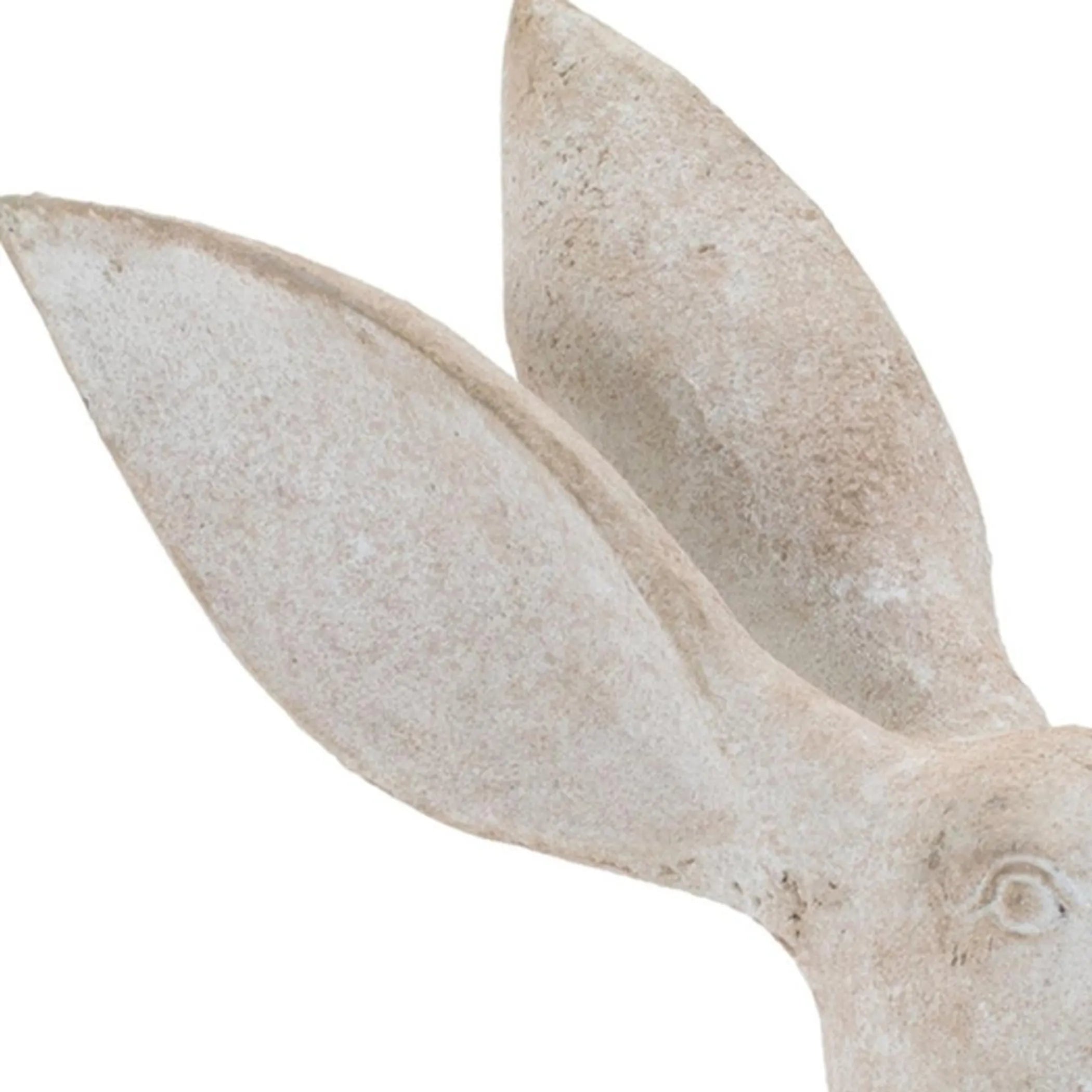 Set Of Four Beige Polyresin Rabbit Figurines With Whitewash Finish For Woodland Style Decor