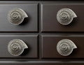 Set of Six Silver Seashell Cast Aluminum Drawer Pull Knobs