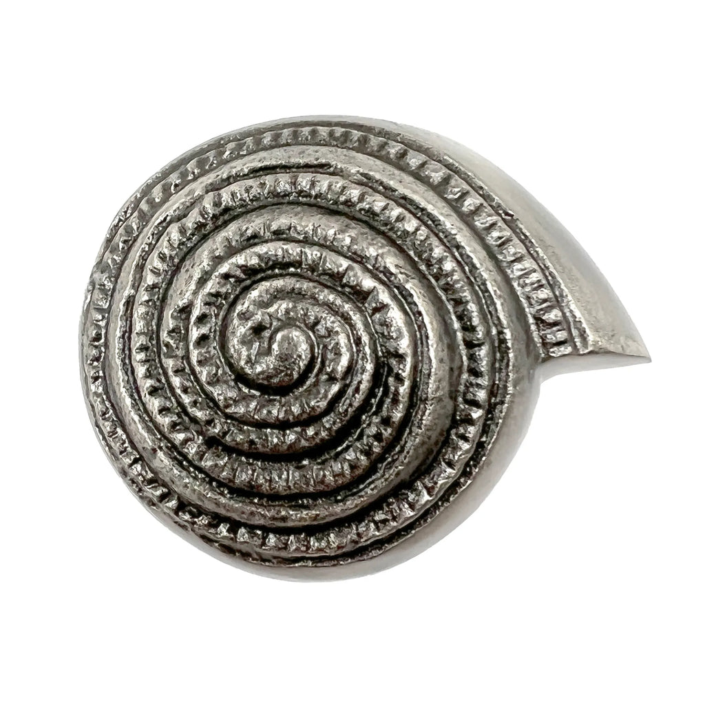 Set of Six Silver Seashell Cast Aluminum Drawer Pull Knobs