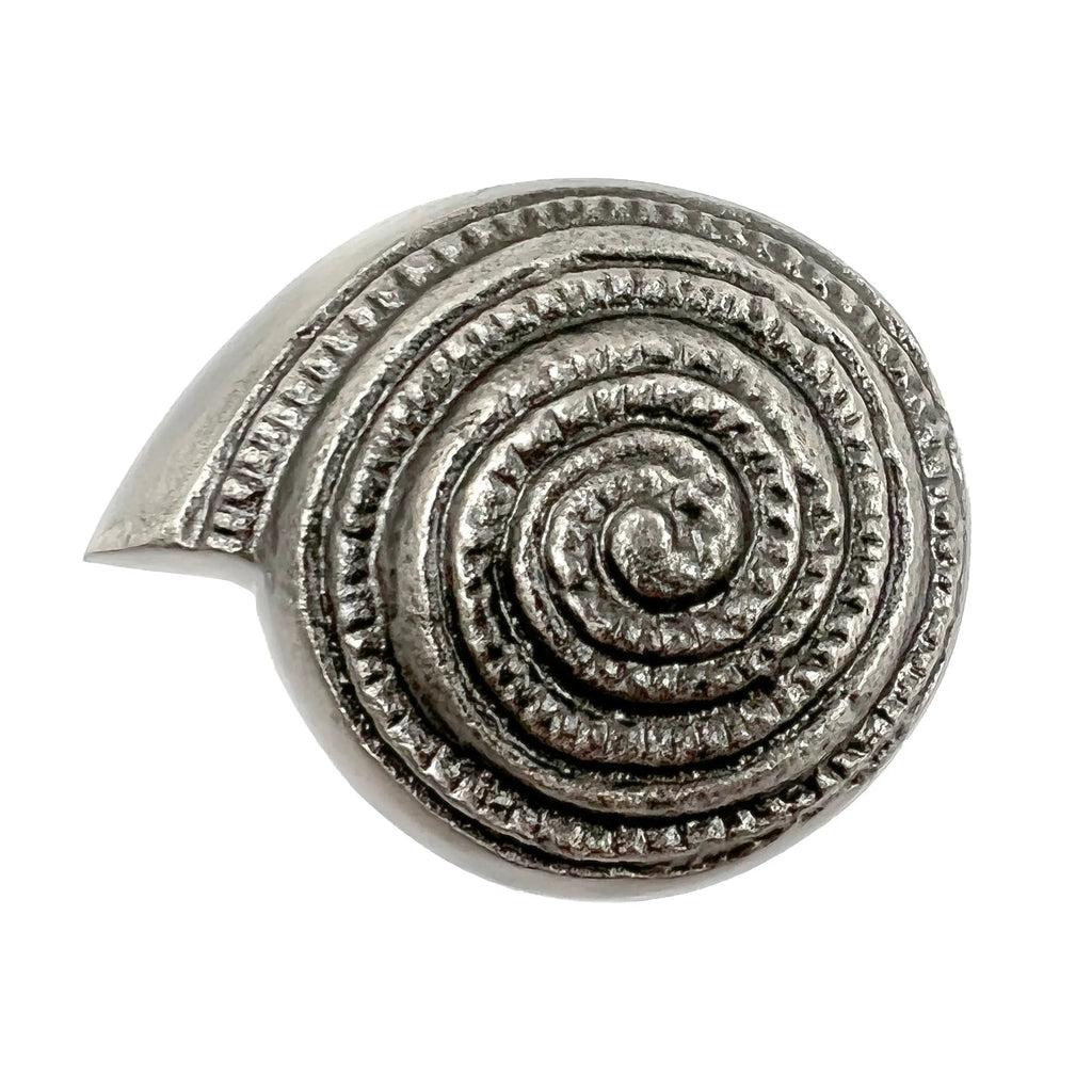 Set of Six Silver Seashell Cast Aluminum Drawer Pull Knobs