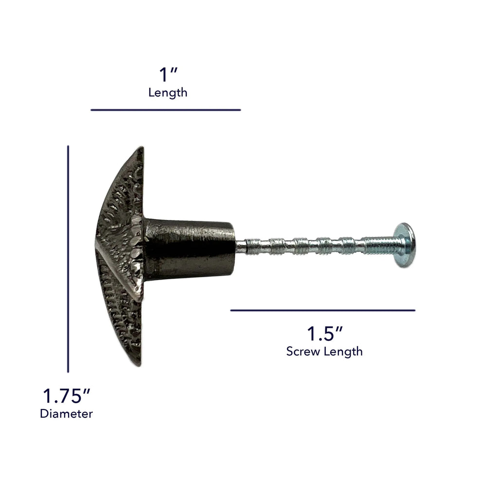 Set of Six Silver Iron Starfish Drawer Pull Knobs