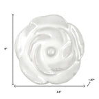 Set of Six White Ceramic Flower Shape Drawer Pull Knobs