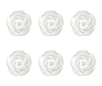 Set of Six White Ceramic Flower Shape Drawer Pull Knobs