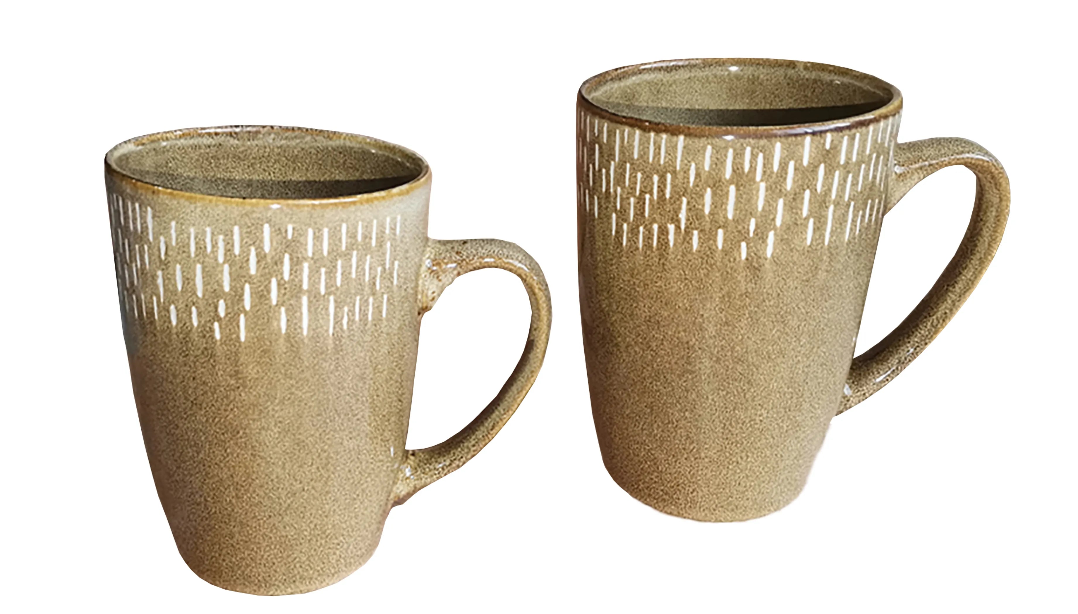 MARCELLE 2PC 22OZ REACTIVE GLAZE BROWN MUG SET IN COLOR BOX