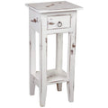 Sunset Trading Cottage Narrow Side End Table | Heavy Distressed White Solid Wood | Fully Assembled Small Nightstand