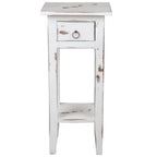 Sunset Trading Cottage Narrow Side End Table | Heavy Distressed White Solid Wood | Fully Assembled Small Nightstand