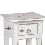 Sunset Trading Cottage Narrow Side End Table | Heavy Distressed White Solid Wood | Fully Assembled Small Nightstand
