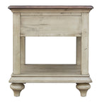 Sunset Trading Shades of Sand End Table | Drawer Shelf | Fully Assembled | Cream/Walnut Brown Solid Wood