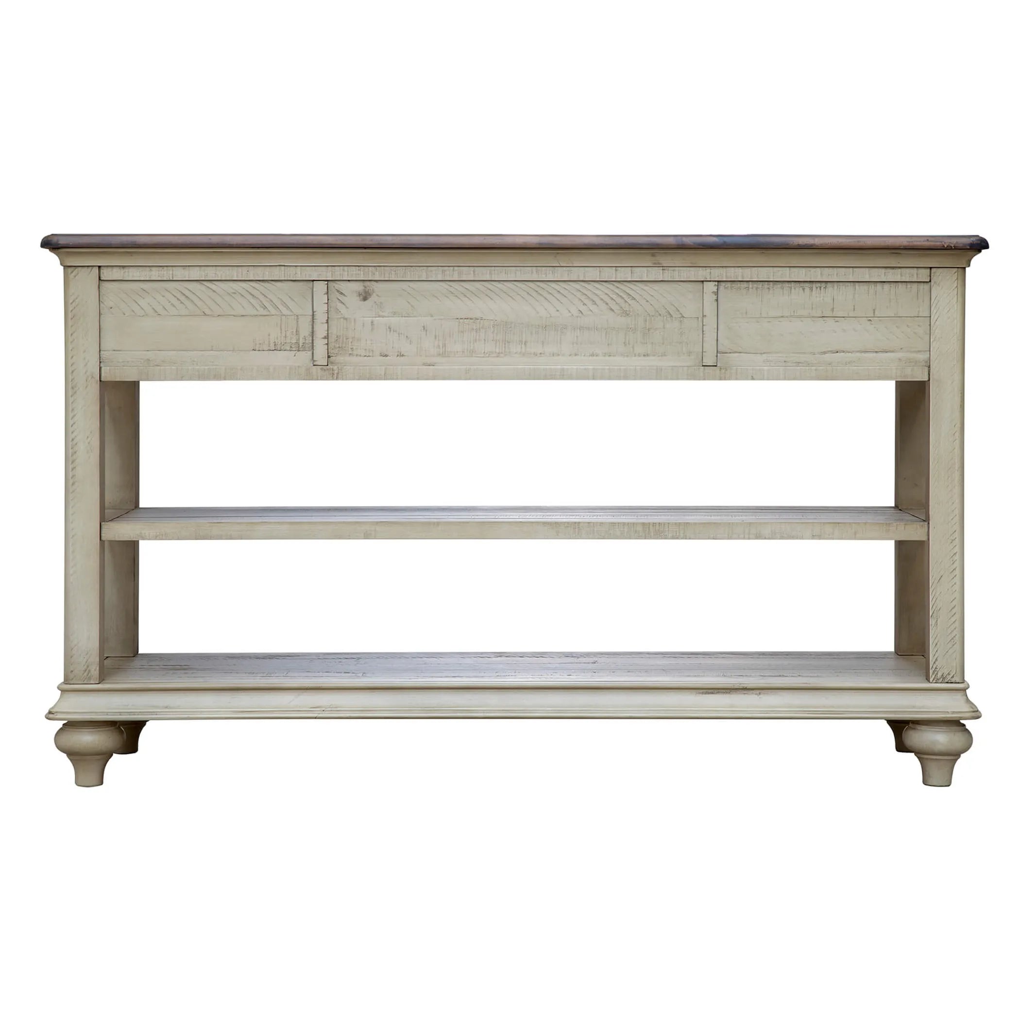 Sunset Trading Shades of Sand Console Sofa Table | Cream/Walnut Brown Solid Wood