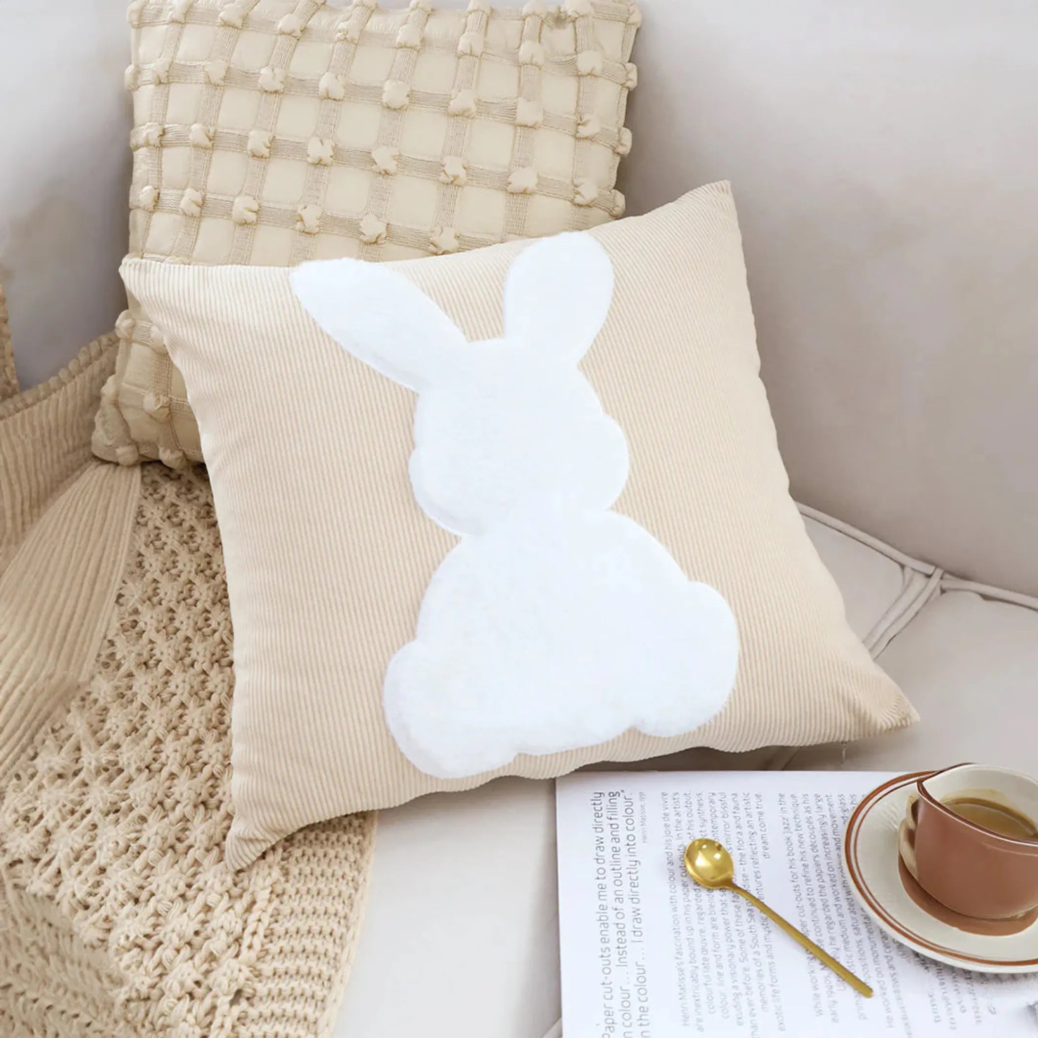 Soga 2 Pack 45cm White Bunny Pillowcases Covers Only No Inserts Decorative Cushion Covers For Sofa Bed Nursery