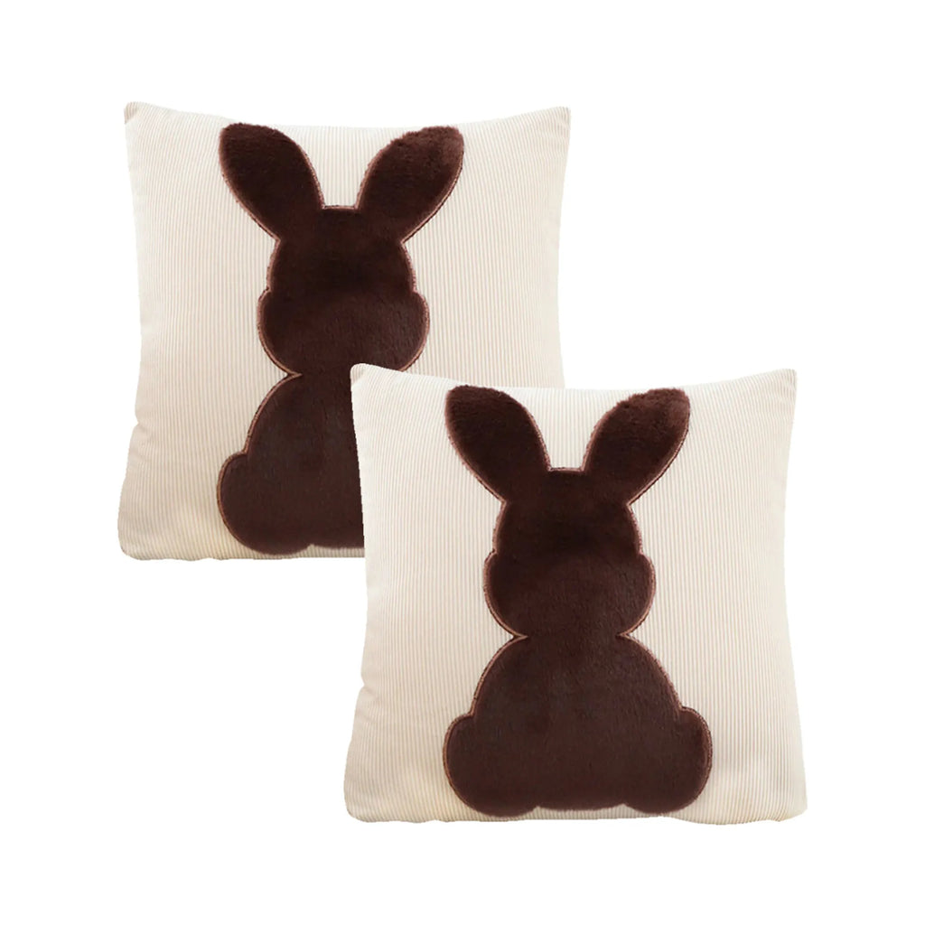 SOGA 2 Pack 45cm Bunny Silhouette Pillowcases Covers Only for Easter Spring Home Decor