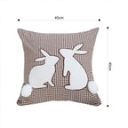 Brown Gingham Bunny Pillowcase Set Of 2 With Pom Pom Tails For Spring And Easter Decor