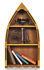 Wooden Canoe-Shaped Book and Memento Shelf