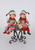 Sitting Red Check Elf Set