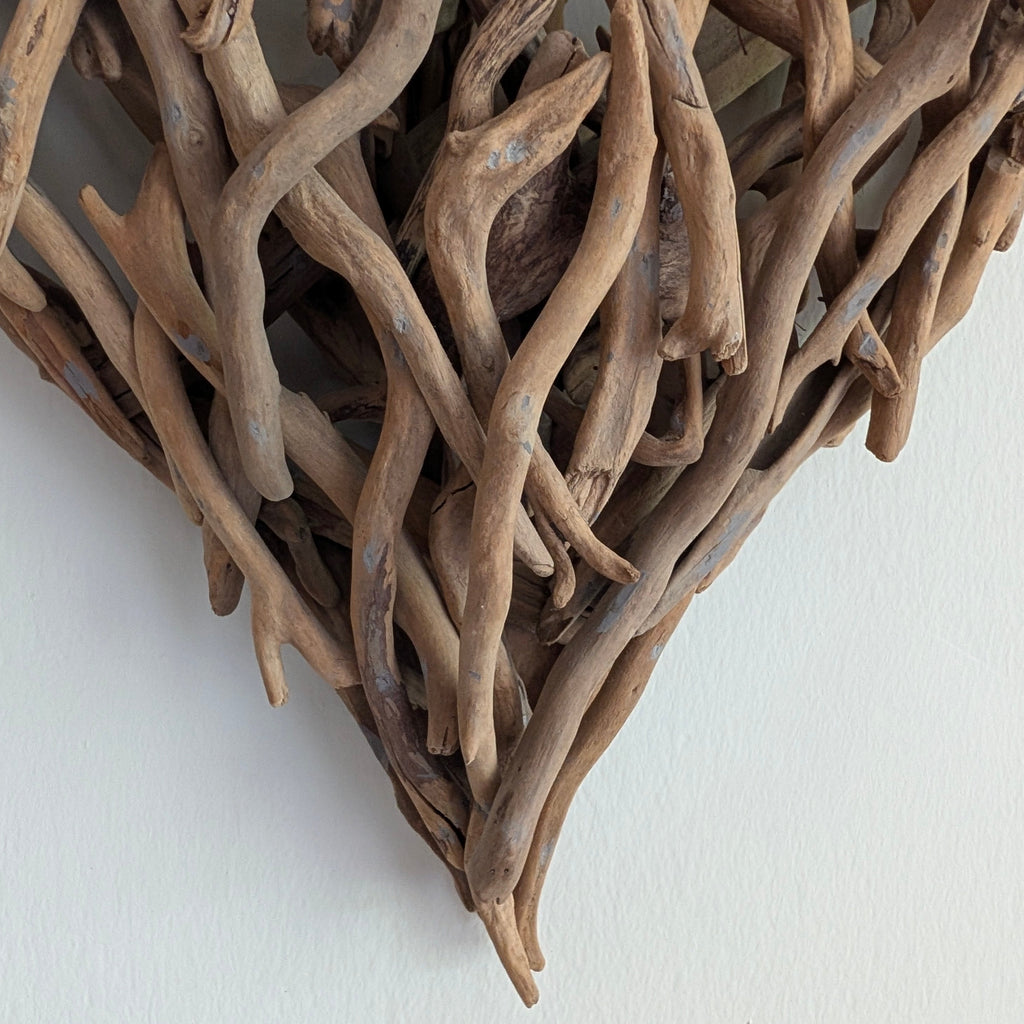 Handcrafted Driftwood Heart Wall Sculpture – Natural Coastal Art