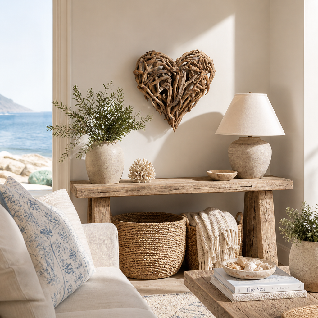 Handcrafted Driftwood Heart Wall Sculpture – Natural Coastal Art