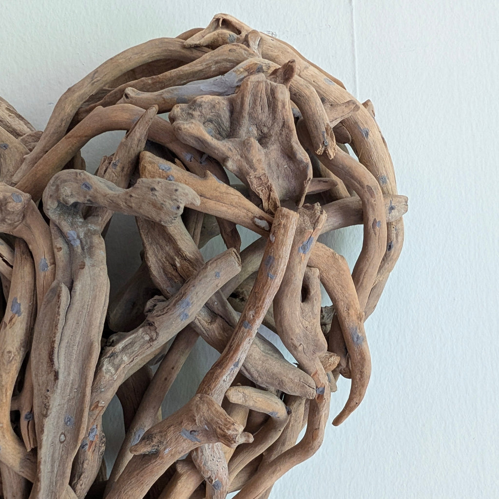 Handcrafted Driftwood Heart Wall Sculpture – Natural Coastal Art